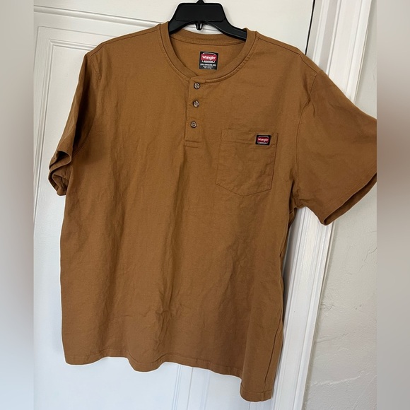 Wrangler Riggs Workwear Henley T-Shirt 2XL Tall Brown Heavyweight Cotton Tee - Picture 6 of 6